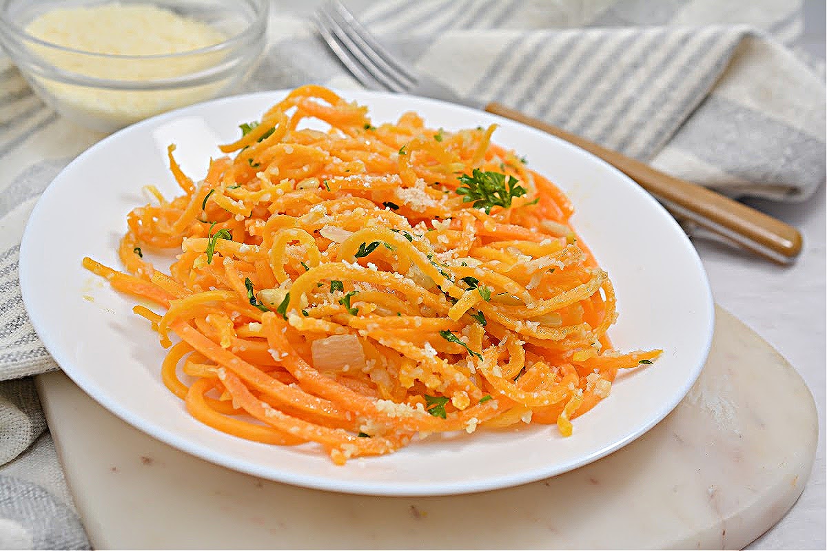 Savory Butternut Squash Noodles - Delightfully Low Carb