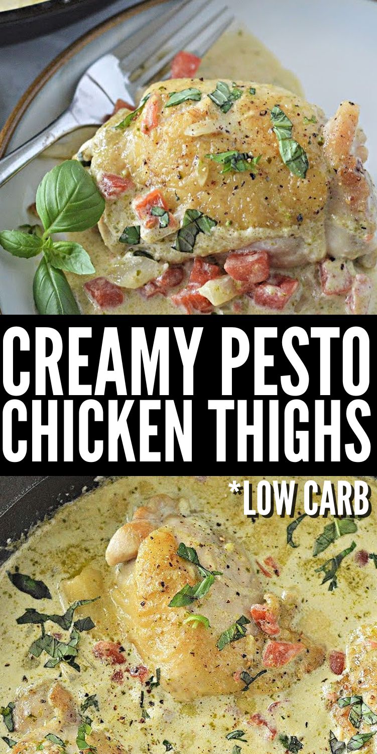 Creamy Low-Carb Pesto Chicken Thighs 
