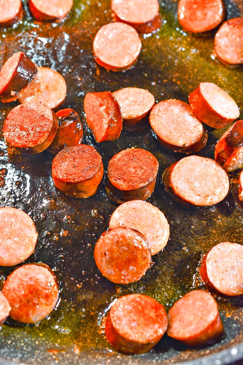 Frying smoked sausages