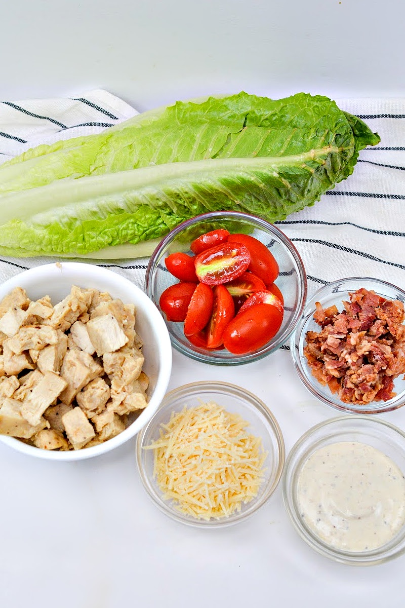 Ingredients you need in order to make Chicken Caesar Romaine Lettuce Boats