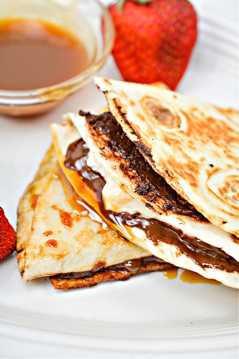 Two cooked low-carb smores quesadillas