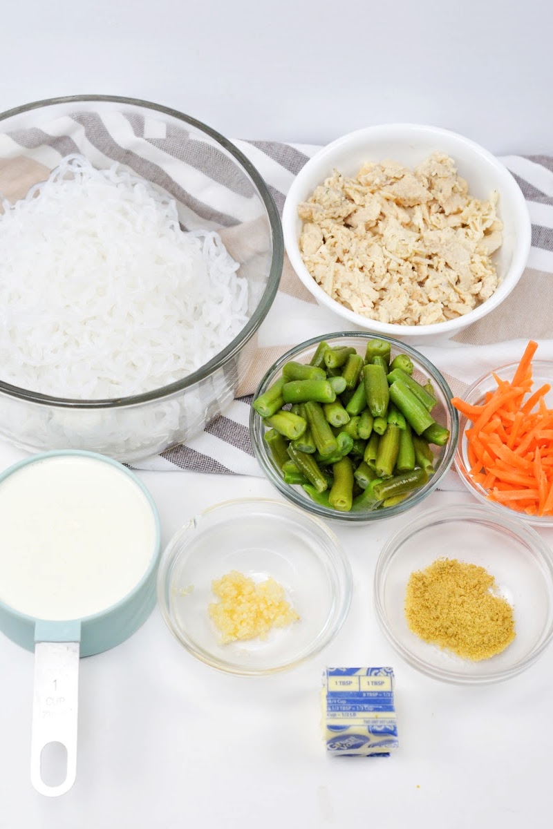 Keto TikTok Creamy Chicken Pot Pie Ramen Ingredients