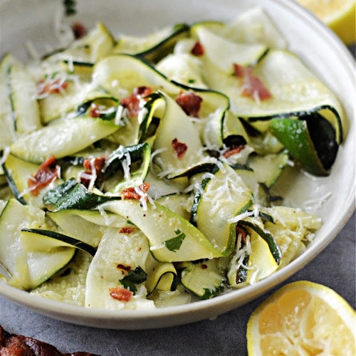 Keto Zucchini Ribbons With Bacon