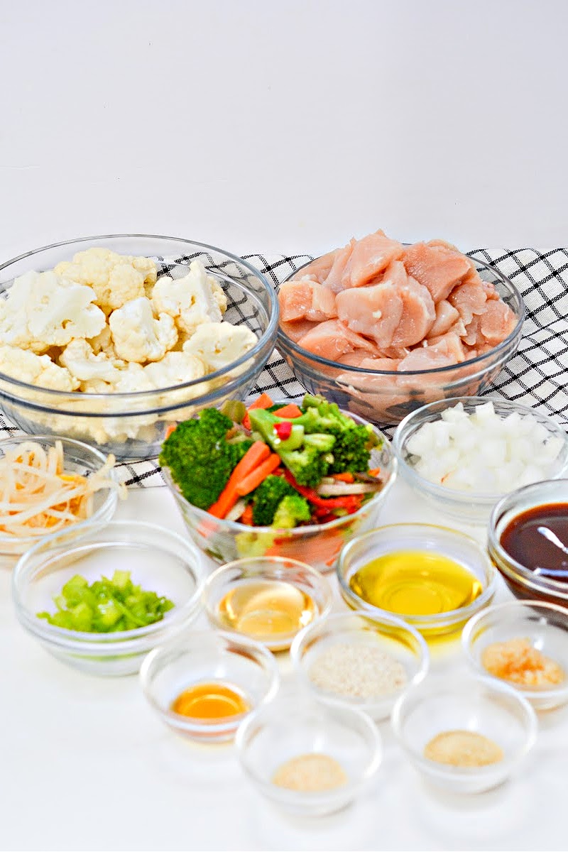 Keto Chicken Cauliflower Stir Fry Ingredients