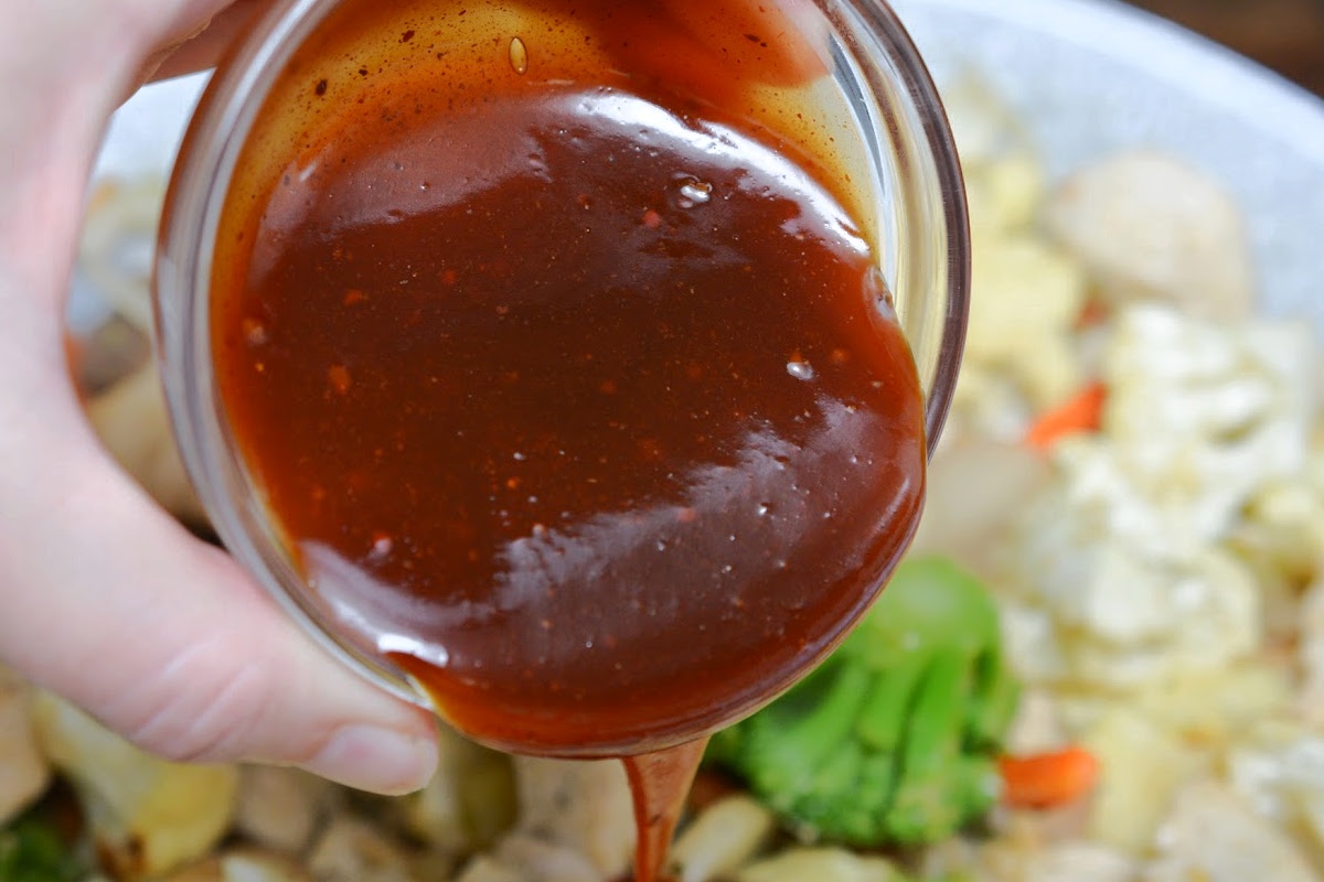 Adding sauce to the skillet