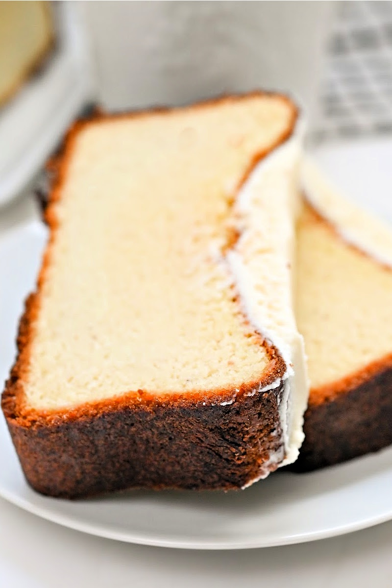 two slices of Keto Whipping Cream Cake.