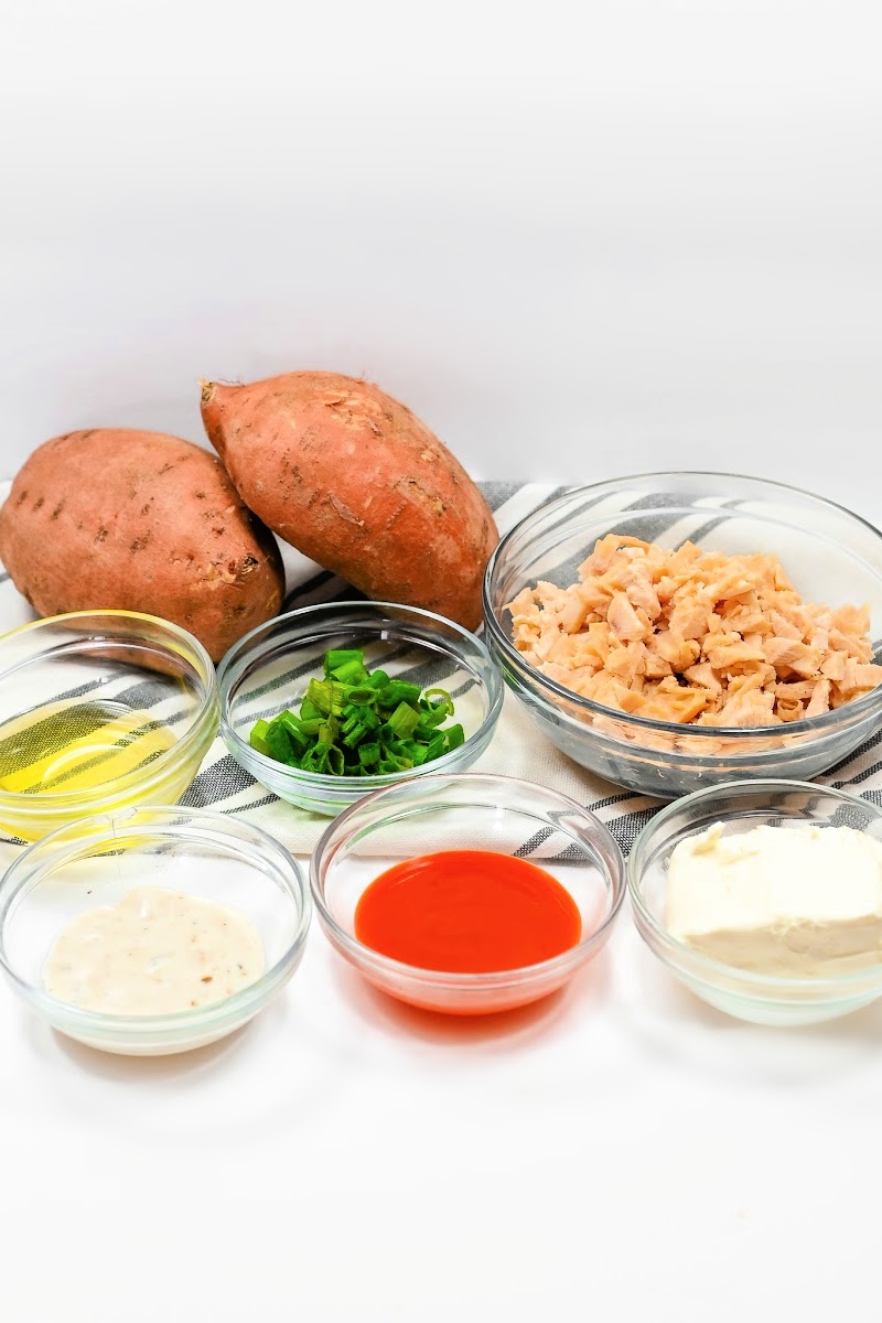 Low Carb Buffalo Chicken Stuffed Sweet Potatoes Ingredients