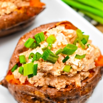 Low Carb Buffalo Chicken Stuffed Sweet Potatoes