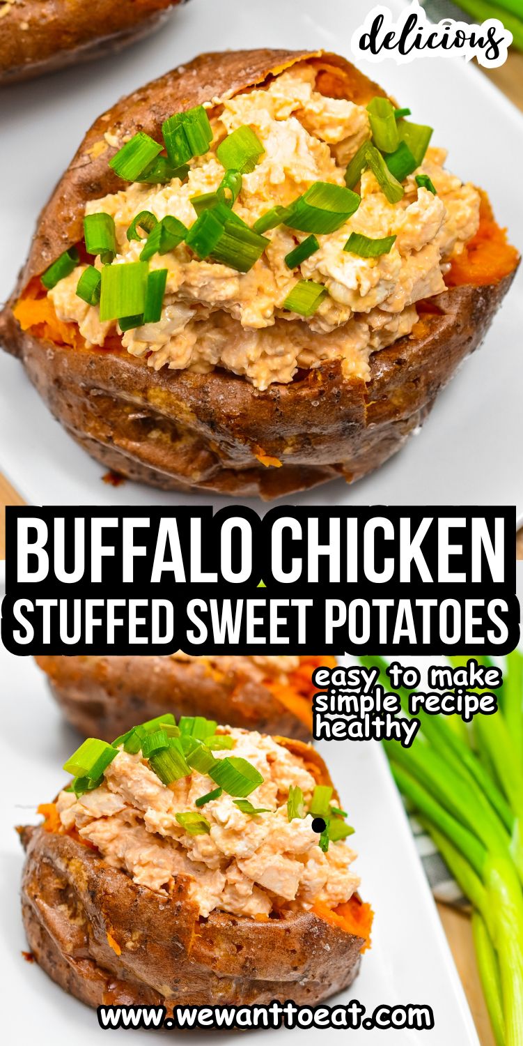 Low Carb Buffalo Chicken Stuffed Sweet Potatoes
