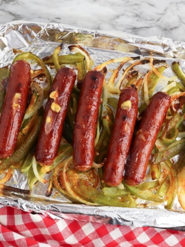 Low Carb Sheet Pan BBQ Sausage and Peppers