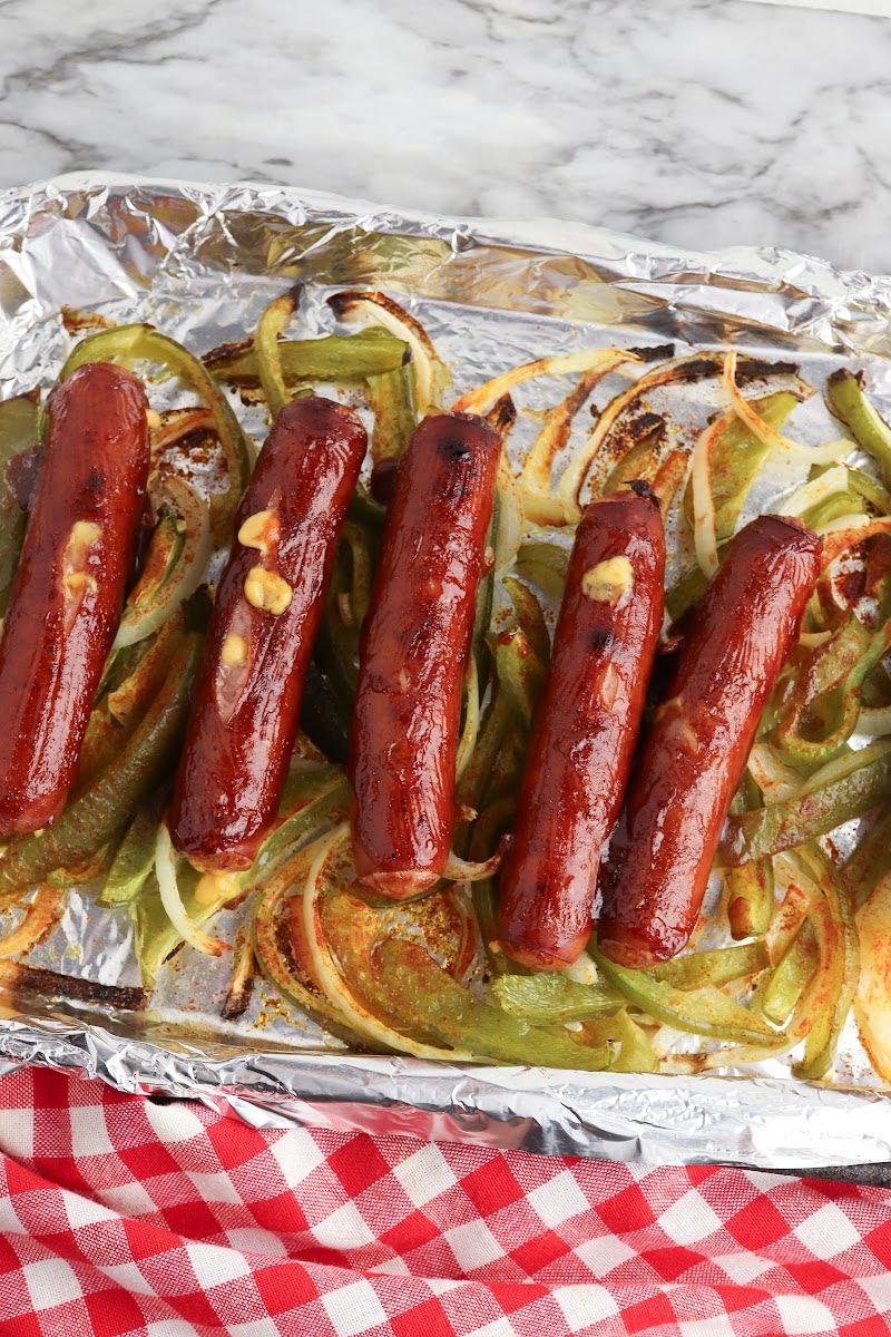 Low Carb Sheet Pan BBQ Sausage and Peppers