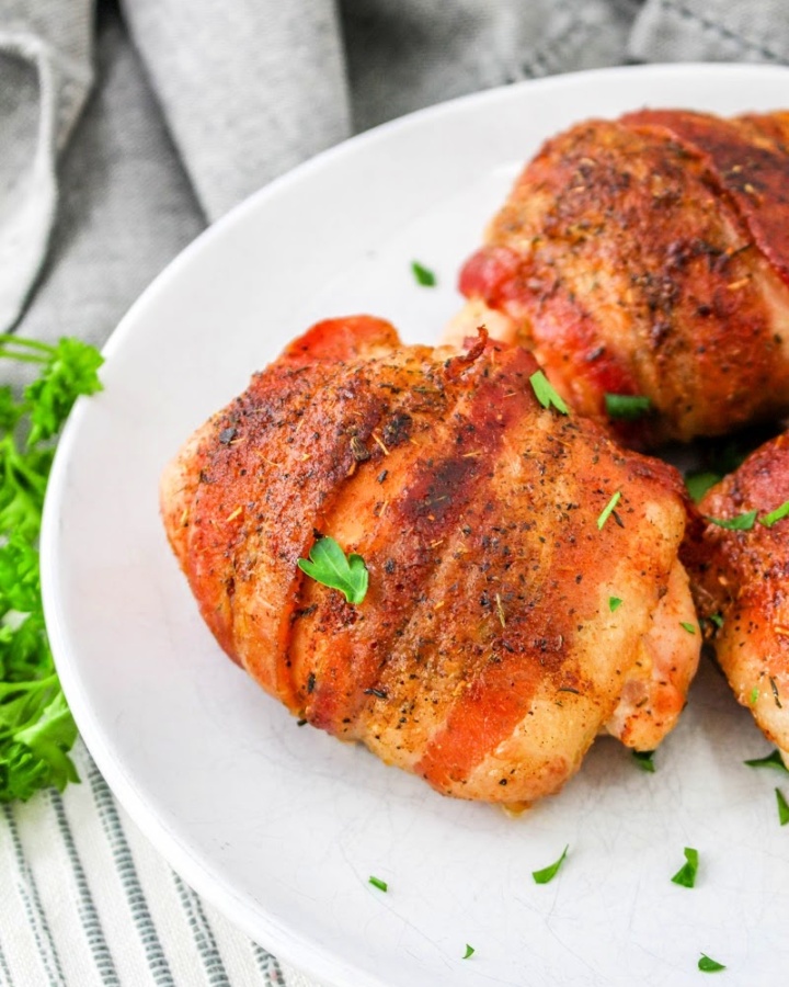 Low Carb Bacon Wrapped Chicken Thighs